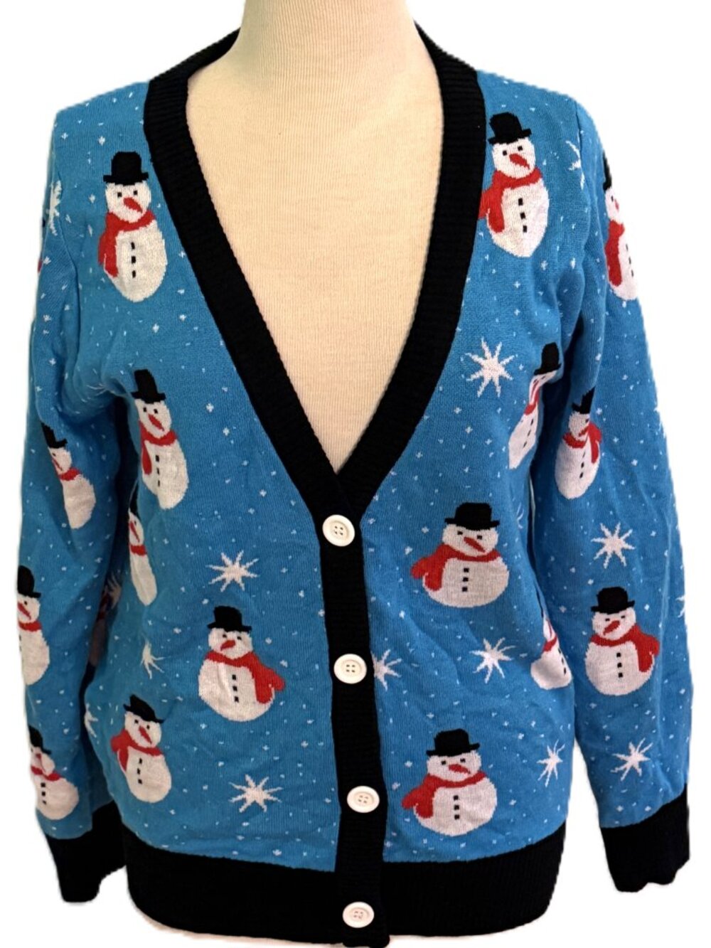 Tipsy Elves Women Cardigan Snowman Ugly Christmas Sweater Large Holiday